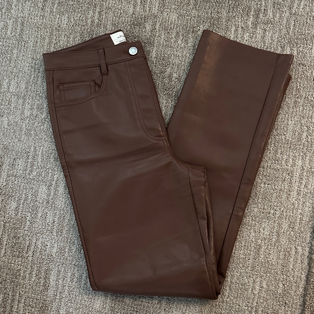 Aritzia Brown Leather Women Jeans